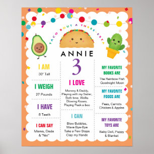 Poster Taco Sobre um Sinal de 3 Anos de Aniversário Três-