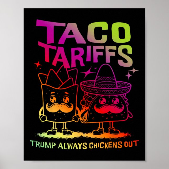 Poster Taco Tarriffs Trump Always Chickens Out  (Frente)