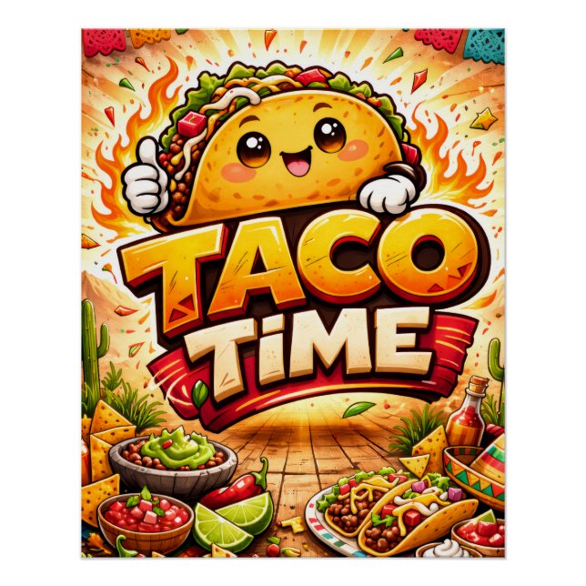 Póster Taco Time - Fiasco da Festa - Fãs da Comida (Frente)