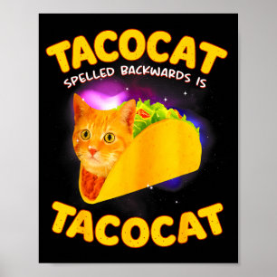 Poster Tacocat escrito ao contrário é tacocat meme de gat