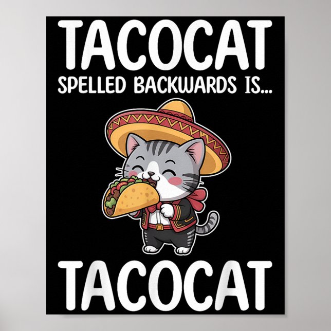 Poster Tacocat Ortografado Para Trás É Tacocat Cat E Taco (Frente)