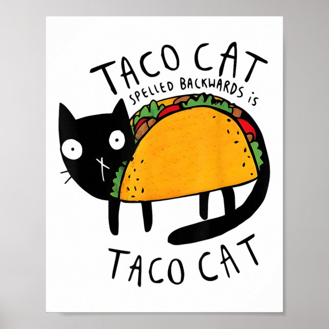 Poster Tacocat Ortografado Para Trás Engraçado Taco Cinco (Frente)