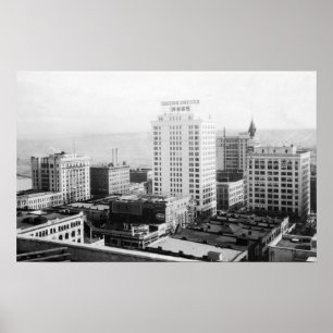 Póster Tacoma, opinião da skyline de WA do hotel de