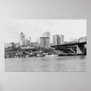 Póster Tacoma, WA - opinião da skyline do centro