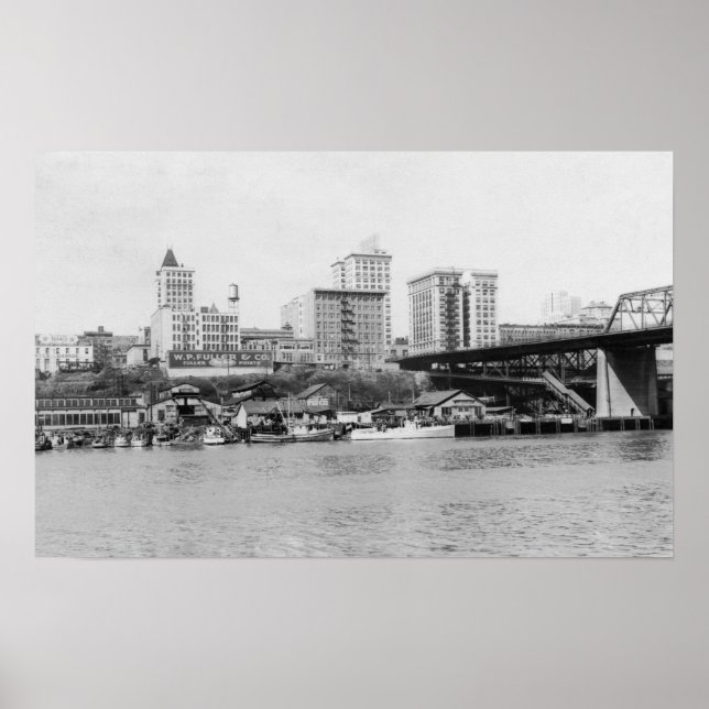 Póster Tacoma, WA - Visão Skyline do Centro (Frente)