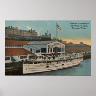 Poster Tacoma, WA - vista do Municipal