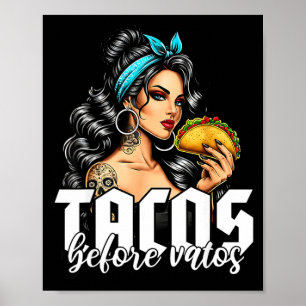 Poster Tacos antes de vatos engraçado mexicana chicana la