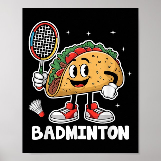 Poster Tacos Badminton Taco Comida Mexicana Cinco De Mayo (Frente)