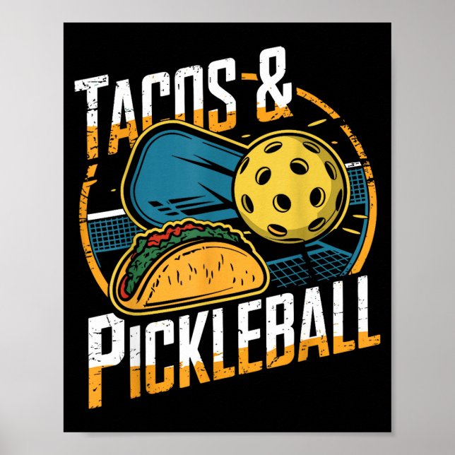 Poster Tacos e pickleball engraçado pickle ball  (Frente)