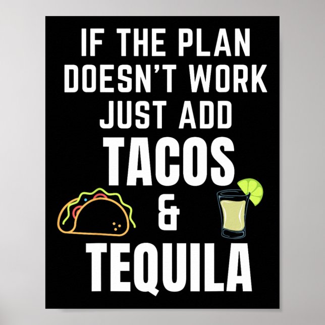 Poster Tacos Engraçados E Citação De Tequila Para Cinco D (Frente)