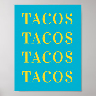 Poster Tacos Tacos Wall Art, Dorm Room Poster, Apartament