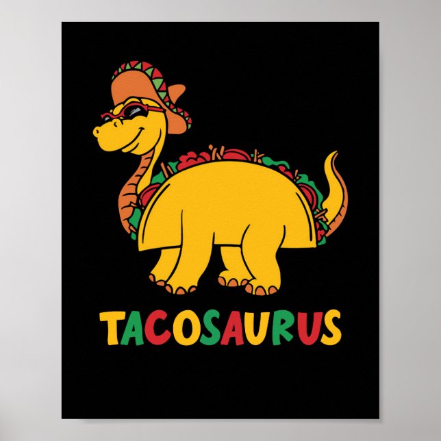 Poster Tacosaurus Cinco de Mayo Funny Taco Dinossaur (Frente)