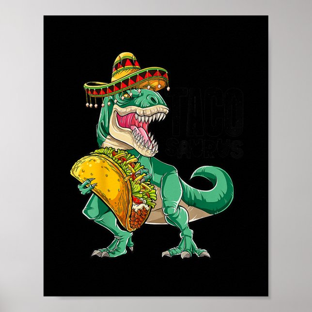 Poster Tacosaurus Taco Dinossaur T rex Cinco Engraçados (Frente)