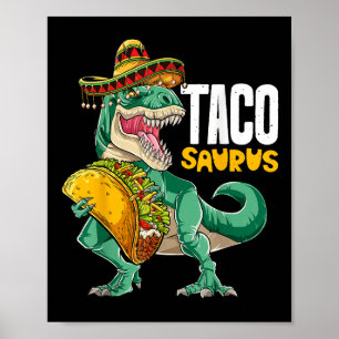 Poster Tacosaurus Taco Dinossaur T Rex Funny Cinco De May