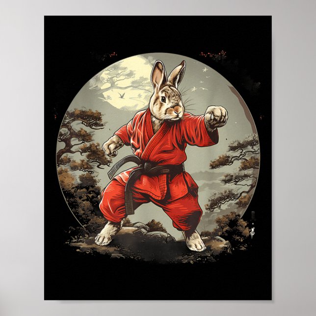 Poster Taekwondo Bunny Rabbit Kickboxing Jiu-Jitsu Kung (Frente)