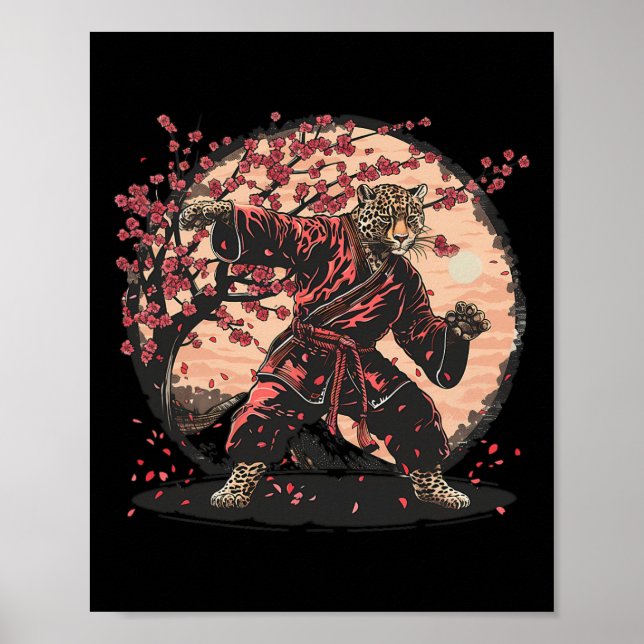 Poster Taekwondo Leopard Kickboxing Animall Jiu-jitsu Kun (Frente)
