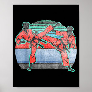 Poster Taekwondo Retro Pôr do Sol Kicke Cool Distressed M
