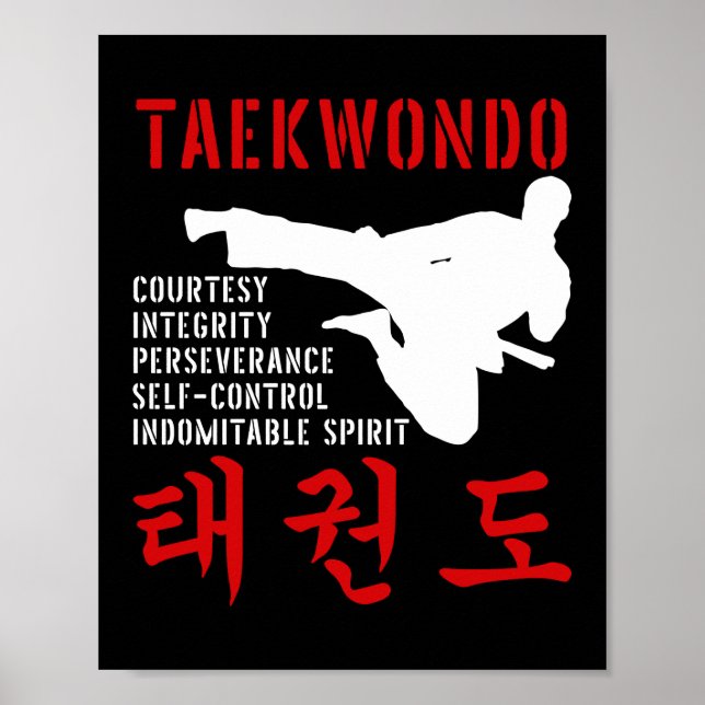 Poster Taekwondo Tenets Artes Marciais (Frente)