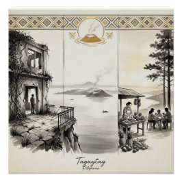 Póster Tagaytay- Uma Cordilheira Três Momentos Sumi-e