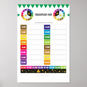 Poster Tagesplaner tägliche Routinen für Kinder ab 4
