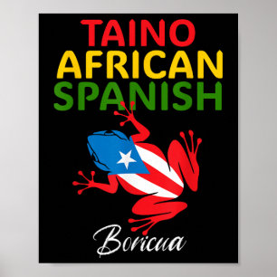Poster Taino Africano Espanhol Coqui Bandeira de Porto Ri