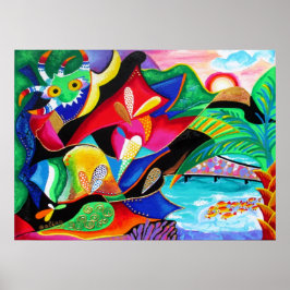 Póster Taino & Vejigantes PR - arte por Galina -