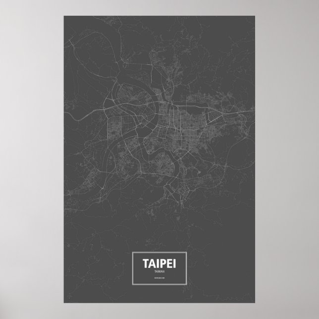 Poster Taipé, Taiwan (branco a preto) (Frente)