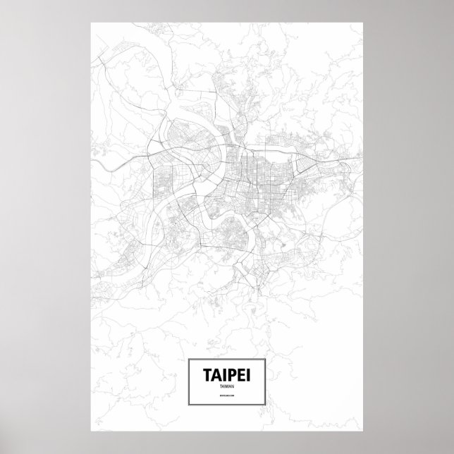 Póster Taipé, Taiwan (preto a branco) (Frente)