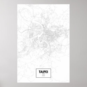 Póster Taipei, Taiwan (black on white)