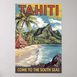 Poster Taiti Polinésia Francesa Arte de Viagem Pintura Re