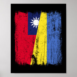Poster Taiwan Ucrânia Meia Bandeira Taiwanesa Herança Ucr