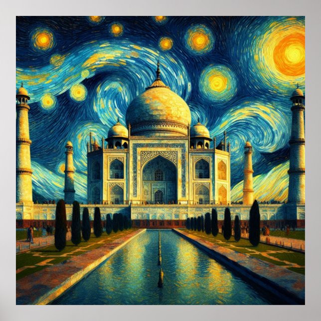 Poster Taj Mahal India Starry Night (Frente)