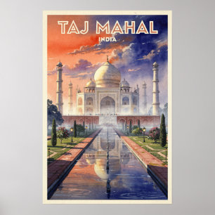 Poster Taj Mahal Índia Viagem Vintage