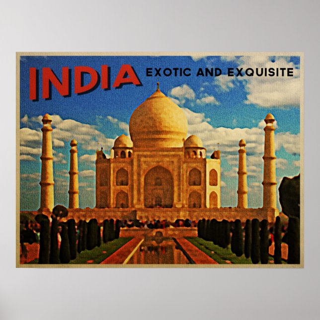 Poster Taj Mahal India Vintage (Frente)