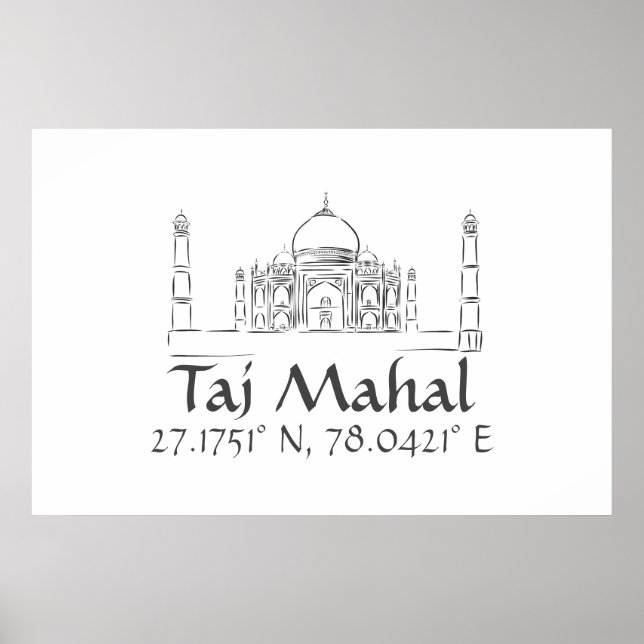 Poster Taj Mahal Latitude Longitude (Frente)