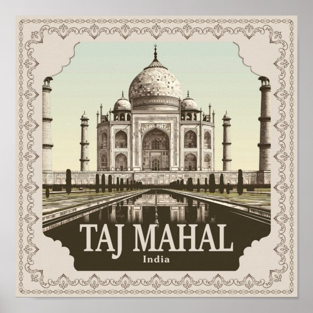 Poster Taj Mahal Vintage (Frente)