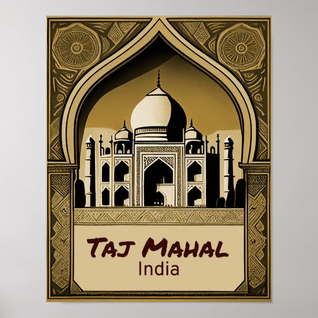 Poster Taj Mahal Vintage Design (Frente)