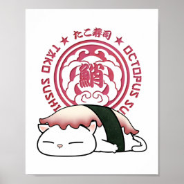 Poster Tako Octopus Sushi Cat