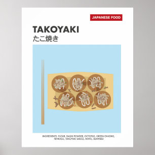 Poster Takoyaki, Octopus Ball, Viagem de Comida Japonês