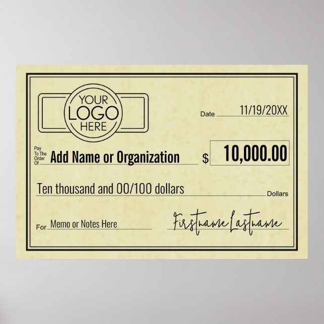 Poster Talão de Cheque para Sorteios e Premiações PARCHME (Frente)