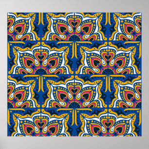 Poster Talavera Indian Mosaic: cerâmica sem costura.