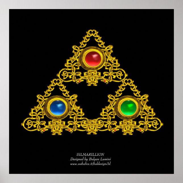 PÓSTER TALISMÃ MÁGICO ÉLFICO / TRIÂNGULO DE OURO COM PEDR (Frente)