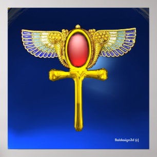 POSTER TALISMÃ VERMELHO/ASA DE ANKH EGÍPCIA, CORNUCOPIA A