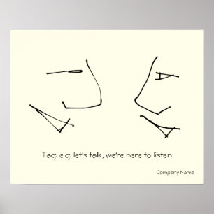 Póster Talking Head, logo de arte de linha de duas cabeça