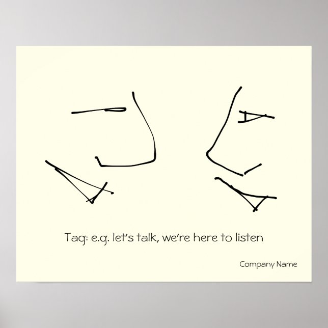 Póster Talking Head, logo de arte de linha de duas cabeça (Frente)