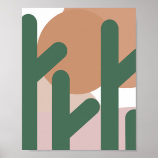 Poster Tall Cactus Plant Bohemian Wall Art