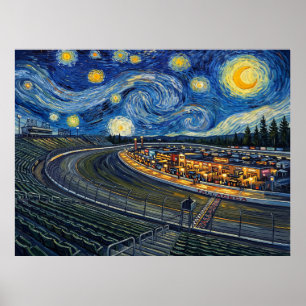 Poster Talladega Superspeedway Sob um Céu de Van Gogh