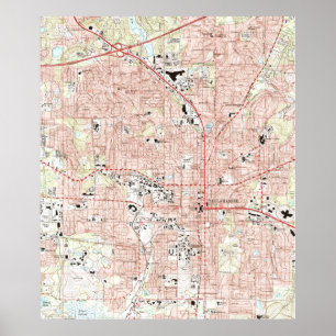 Poster Tallahassee Florida Mapa (1999)