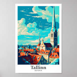 Poster Tallin Estônia - Ilustração de arte Viagem