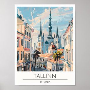 Poster Tallin Estônia Ilustração de Arte Vintage Viagem